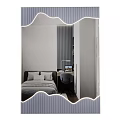 LED Lighted Mirror Reflecting Modern Workspace With Desk Chair And Laptop
