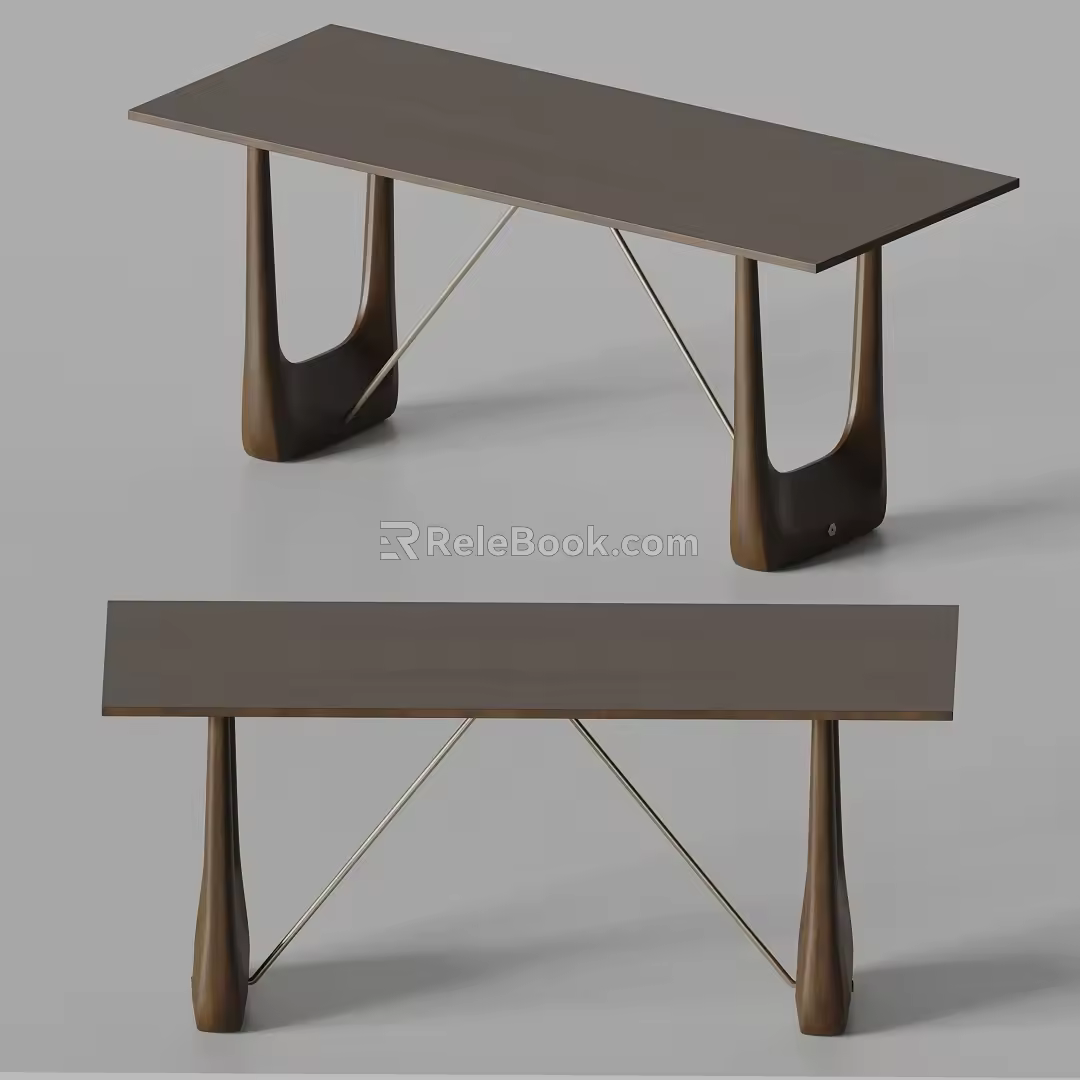 Extremis modern dining table solid wood table 3d model