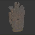 Rock Cliff Scene Component With Rocky Texture Platform Ladder And Small Structures