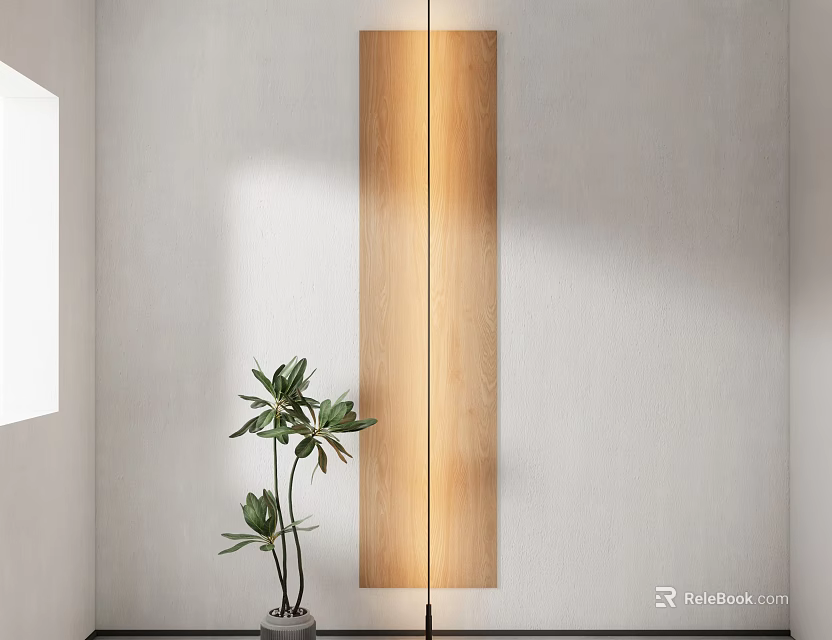 Modern Wall Lamp With Wooden Panel Design For Minimalist Interior Space 3d model 