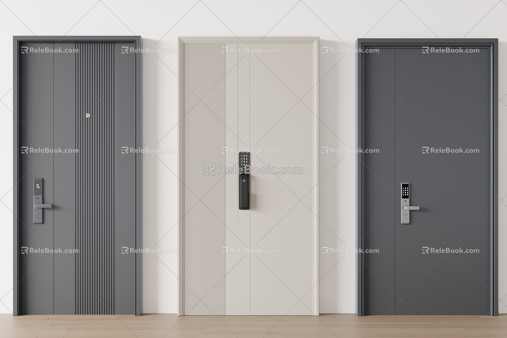 Modern door combination security door single door 3d model