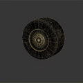 Close-up View Of Black Textured Tire With Metal Rim On Dark Reflective Background