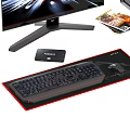 Gaming PC Setup With Transparent Case Red Fans Monitor Keyboard And Headphones