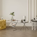 Yellow Cheese Shaped Leisure Chair With Metal Frame Round Table On Light Wall Wooden Floor