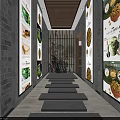 Spacious Commercial Kitchen With Stainless Steel Worktables Range Hoods And Tile Walls Drain Grilles