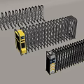 Different Types Of Electric Retractable Gates With Control Box And Metal Railings
