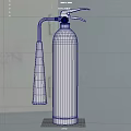 Red Fire Extinguisher With Black Nozzle Handle And Safety Instruction Label