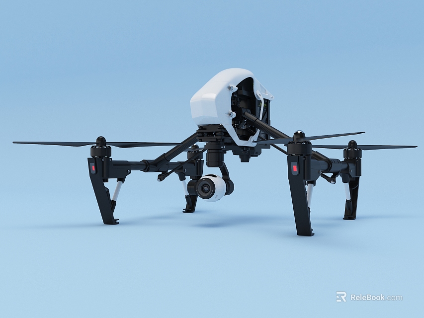 Smart Machine Quadcopter Drone with White Black Design and Camera 3d model 