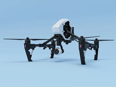 Smart Machine Quadcopter Drone with White Black Design and Camera 3d model