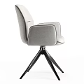 Modern Light Gray Upholstered Office Chair With Armrests And Black Tripod Base