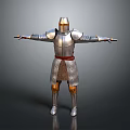 Detailed Silver Medieval Knight Armor with Red Belt Open Arms Gray Background