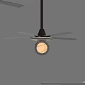 Minimalist Pendant Light With Black Blades Globe Bulb And Gray Wall Design