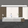 Company Front Desk Background Wall Reception Area Bar Desk Reception Desk Lobby Simple Lobby 3d model