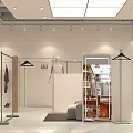 Modern Clothing Store Interior Design With Hangers Displays And Green Plants