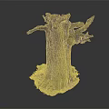 Natural Wood And Stone Tree Stump With Rough Bark Texture And Green Moss