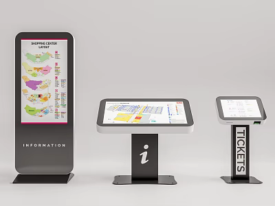 Public Facility Self Service Equipment With Information Display I Symbol Kiosk And Ticket Machine 3d model