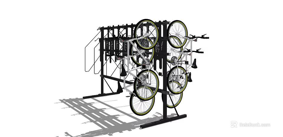 Outdoor Metal Bicycle Rack With Multiple Bicycles For Parking Storage 3d model