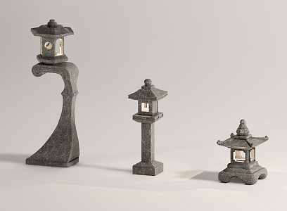 Landscape lamp garden lamp stone lamp stone clock 3d model