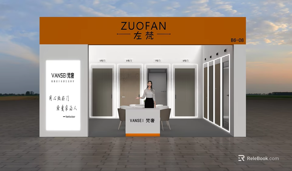VANSE Casement Doors Display At Modern Exhibition Booth With Multiple Styles 3d model 