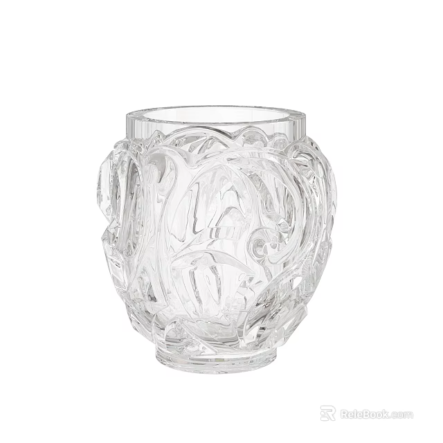 Transparent Glass Vase With Intricate Carved Patterns For Home Decor Accent Piece Design 3d model 