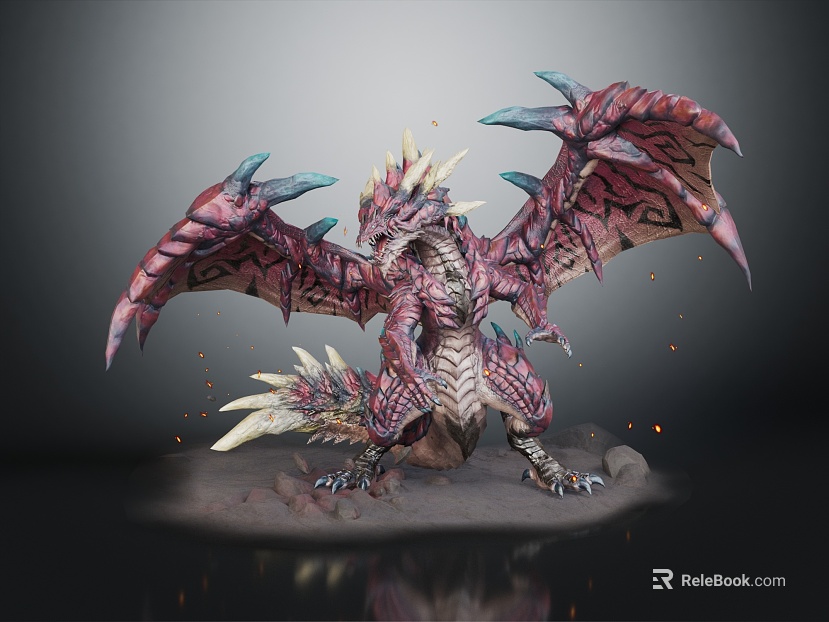 Modern Game Character Magma Tail Dragon Monster Monster texture