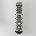 Modern Stacked Ring Floor Lamp With Gray And White Stripes For Interior Decor