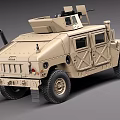 Tan Armored Military Vehicle With Mounted Weapon And Armored Doors