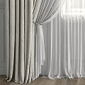 Light Gray Curtains With Sheer Panels For Living Room Window Decoration