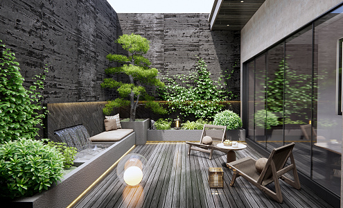 Modern courtyard sunken courtyard landscape 3d model