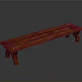 Solid Wood Long Bench With Sturdy Legs For Indoor Outdoor Use 3d model
