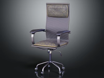 Modern Office Chair with Mesh Back Padded Seat Metal Armrests and Swivel Base Wheels 3d model