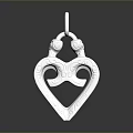 Silver Heart Shaped Pendant With Angel Figures And Intricate Craftsmanship Design