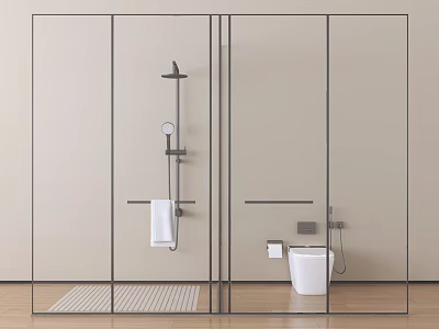 Modern Bathroom Shower Head With Glass Enclosure Towel Rack Toilet And Sleek Design 3d model