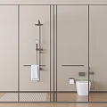 Modern Bathroom Shower Head With Glass Enclosure Towel Rack Toilet And Sleek Design