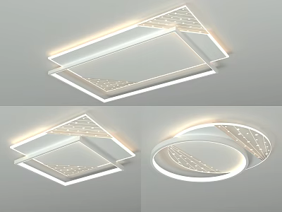 Modern Indoor Ceiling Lights With Square Round Shapes And Decorative Cutout Details 3d model