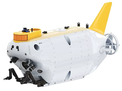 White And Yellow Underwater Exploration Vehicle With Propeller And Sensors 3d model