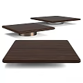 Modern Square Coffee Table With Dark Brown Wooden Surface And Metal Support Base 3d model