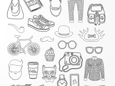 Stylish Wall Decor With Hand Drawn Fashion Lifestyle Elements And Illustrations 3d model