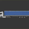 White Semi Trailer Truck With Blue Cargo Container And Reflective Surface