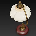 Elegant Table Lamp With White Lampshade Gold Metal Pole And Red Base