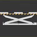 Industrial Hydraulic Scissor Lift Table With White Platform And Warning Stripes