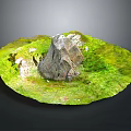 Wood Stone Natural Decor With Circular Green Moss Covered Surface