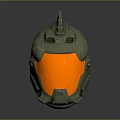 Metallic Helmet With Spiked Top Angular Design And Orange Transparent Visor