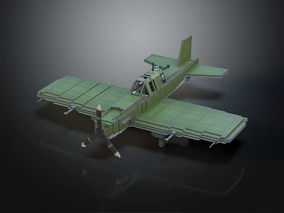 Green Military Fighter Jet Model With Detailed Wings And Fuselage 3d model