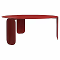 Red Round Table With Unique Leg Structure And Modern Minimalist Design 3d model