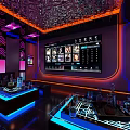 Modern KTV Interior Design With Neon Lights Bar Counters And Decorative Ceiling 3d model