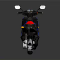 Blue Modern Scooter With Black Seat Rearview Mirrors And Reflective Surface