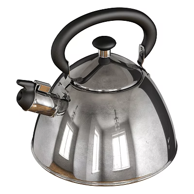 Stainless Steel Whistling Kettle With Black Handle 3d model Stainless Steel Whistling Kettle With Black Handle 3d model