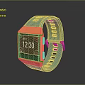 Stylish Fashion Smartwatch with Blue Strap Yellow Frame and Time Display Screen