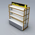 Wine Convenience Retail Display Shelf With Gold Frame White Layers And Storage 3d model